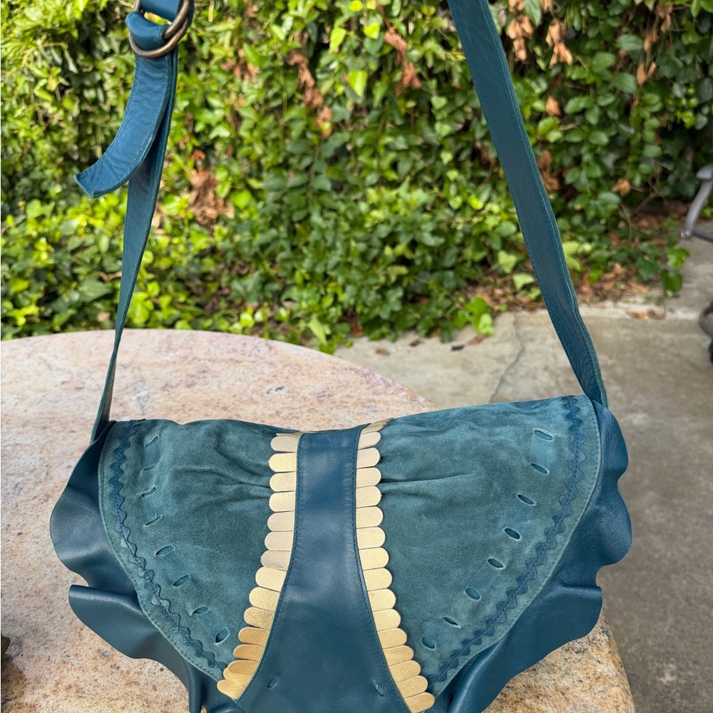 CHIE MIHRA Chic Teal and Gold Crossbody Bag